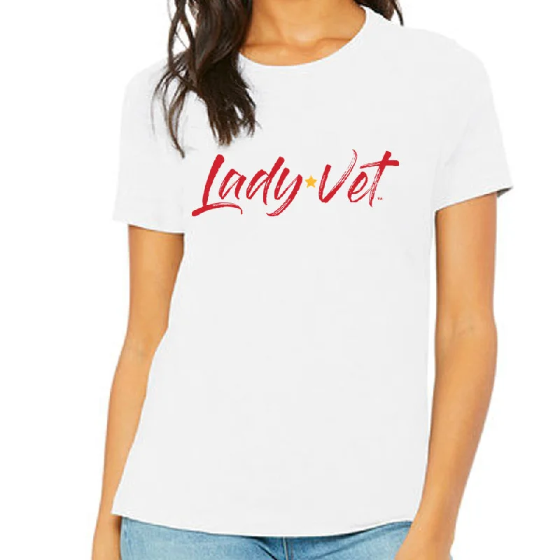 Marines Lady Vet Full Chest Logo Ladies T-Shirt-- Satin Fabric Silk Fabric Chiffon Fabric Marines Lady Vet Full Chest Logo Ladies T-Shirt-- Satin Fabric Silk Fabric Chiffon Fabric