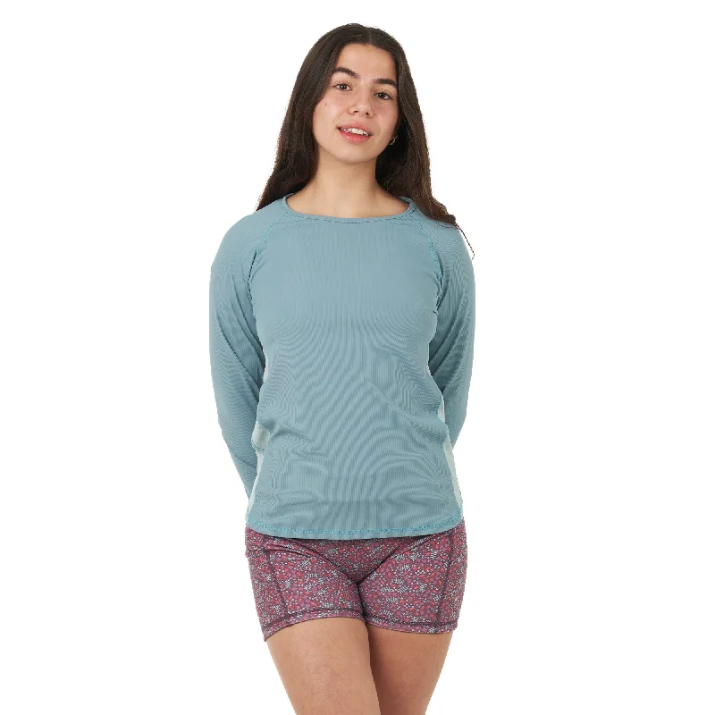 Athena Long Sleeve Sun Shirt-- Striped Floral Plaid