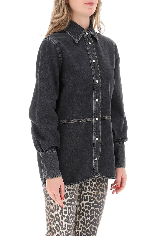 Ganni Rhinestone Denim Shirt-- Elegant Classic Vintage