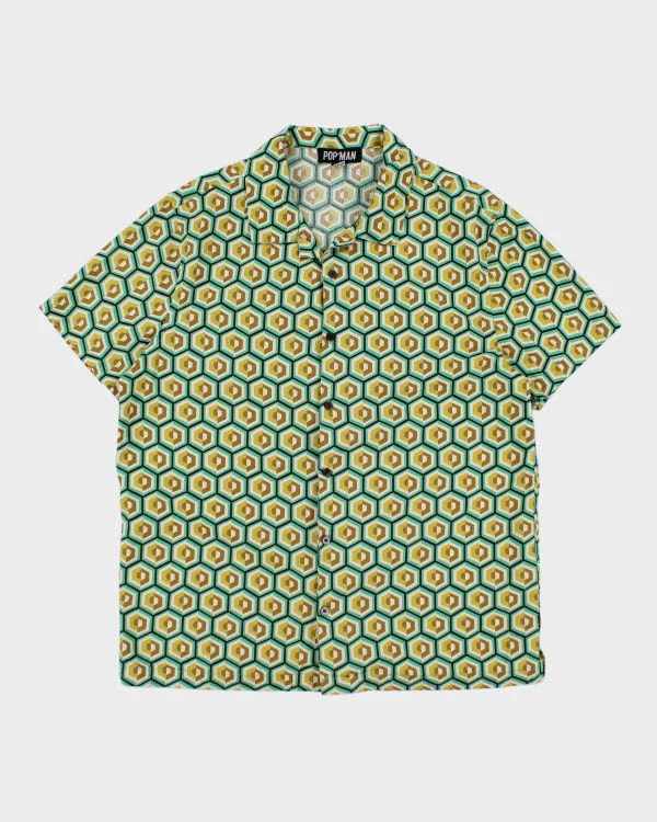 Pop Man Green Pattern Shirt - L-- Elasticated Padded Insulated