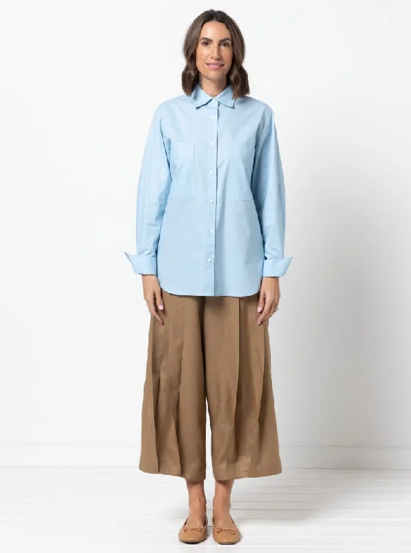 Style Arc Clayton Woven Shirt Pack-- Notch Collar Peter Pan Collar Cowl Neck
