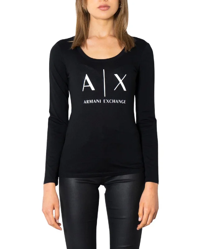 Armani Exchange  Women's Long Sleeve T-Shirt  Black-- Hooded Caped Shawl Collar