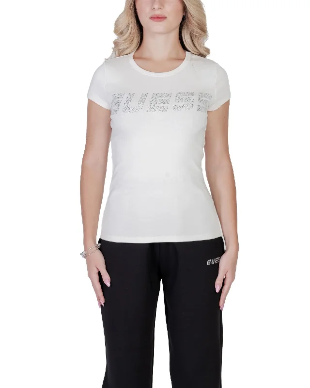 Guess  Women's Rhinestone Logo TShirt-- Real Fur Shearling Chenille