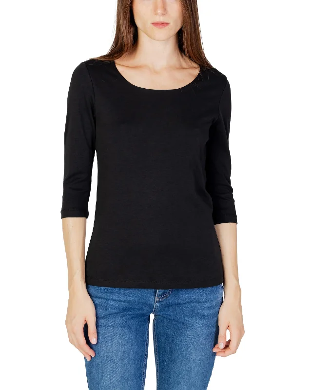 Street One Womens Black ThreeQuarter Sleeve TShirt-- Satin Fabric Silk Fabric Chiffon Fabric Street One Womens Black ThreeQuarter Sleeve TShirt-- Satin Fabric Silk Fabric Chiffon Fabric