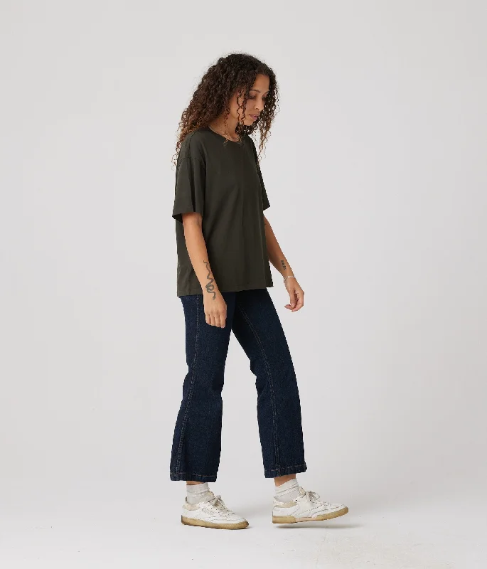 Women's Relaxed Shirt - Washed Black-- Oversized T-Shirt Spandex breathable