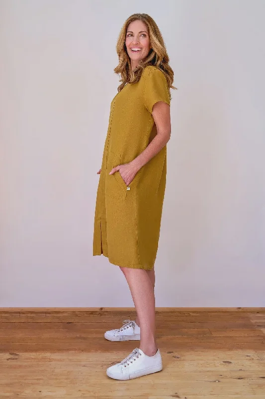 Abby Linen Moss Dress w V-front Tunics Bridal satin