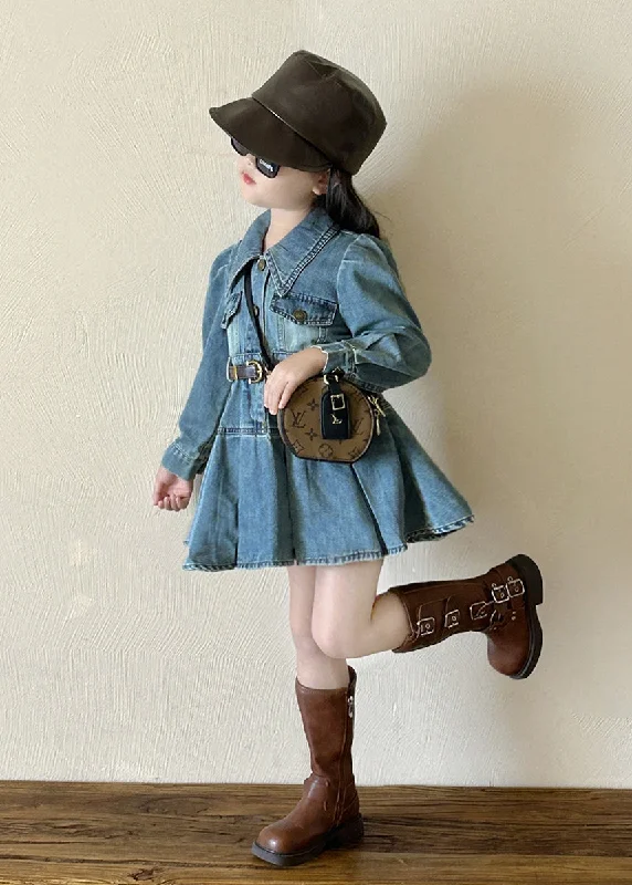 Original Design Blue Peter Pan Collar Button Girls Denim Mid Dresses Spring TV039 Tunics Recommended stylist Original Design Blue Peter Pan Collar Button Girls Denim Mid Dresses Spring TV039 Tunics Recommended stylist