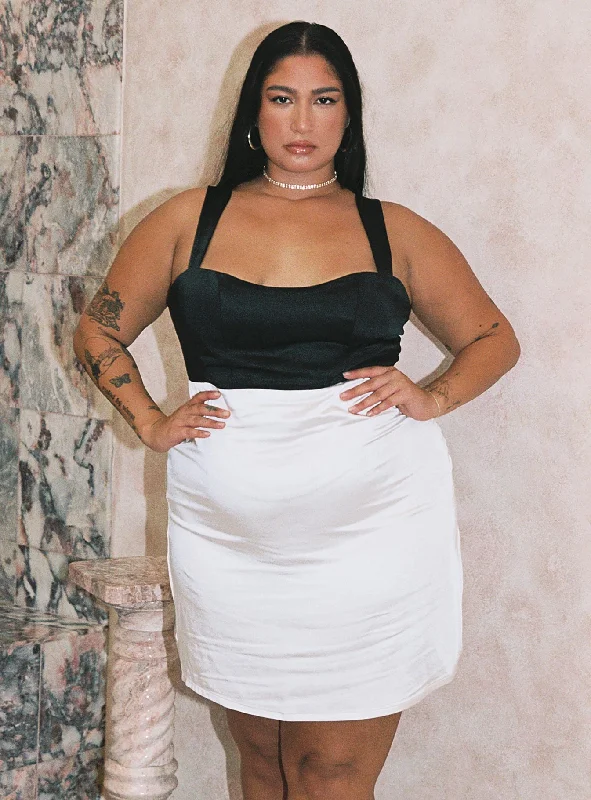 Miah Mini Dress White / Black Curve Tunics Corduroy durable