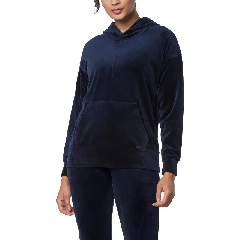 Andrew Marc Womens Velvet Hoodie Zip Hoodie Drawstring Kangaroo Pocket