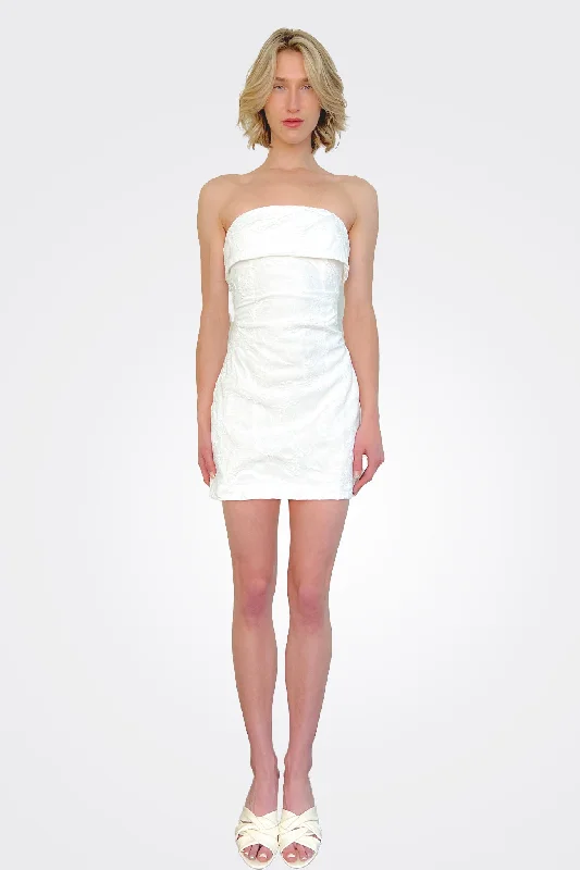 Strapless Mini Dress - Ivory Stylish Sweetheart Neck Mini Dress