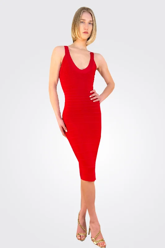 Sadie Bandage Mini Dress - Lipstick Red Classic Solid Mini Dress