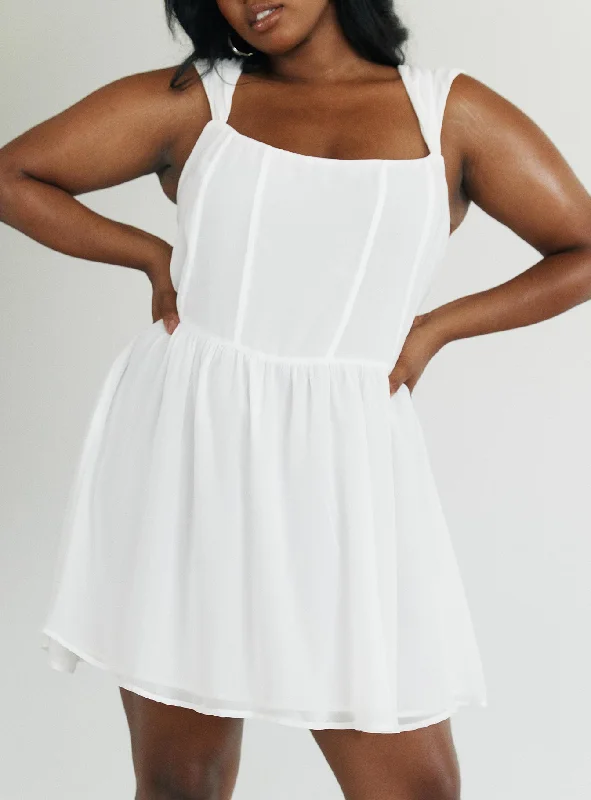 Kameliah Mini Dress White Curve Tunics Silk luxurious