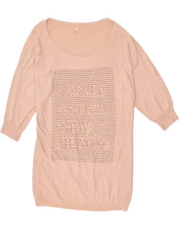 GUESS Womens Graphic Sweatshirt Jumper Dress UK 16 Large Beige Oversized Hoodie Comfort Casual GUESS Womens Graphic Sweatshirt Jumper Dress UK 16 Large Beige Oversized Hoodie Comfort Casual