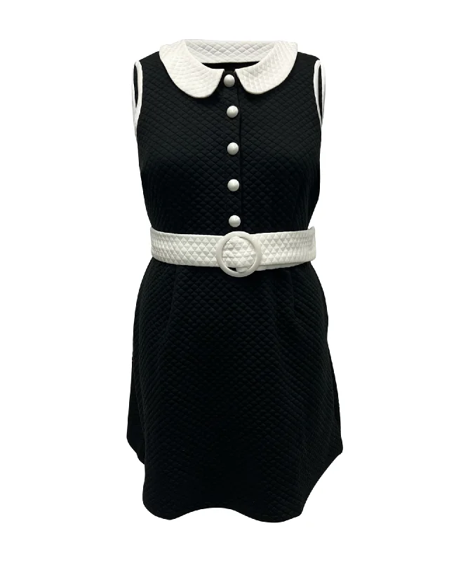 Smak Parlour Black & White Quilted Mini Dress | Black, White Comfortable Off-Shoulder Mini Dress Smak Parlour Black & White Quilted Mini Dress | Black, White Comfortable Off-Shoulder Mini Dress