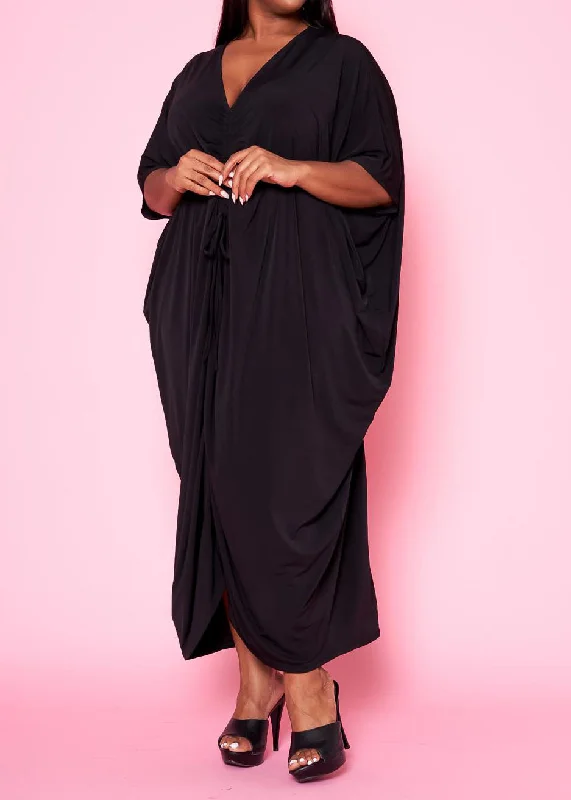 Hi Curvy Plus Size Women Ruched Dolman Sleeve Maxi Dress Tunics Top rated