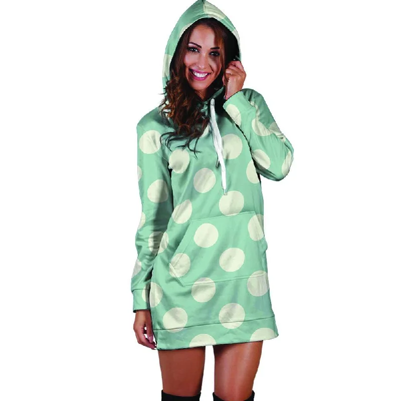 Aqua Polka Dot Hoodie Dress Hoodie with Reflective Safety Nightwear