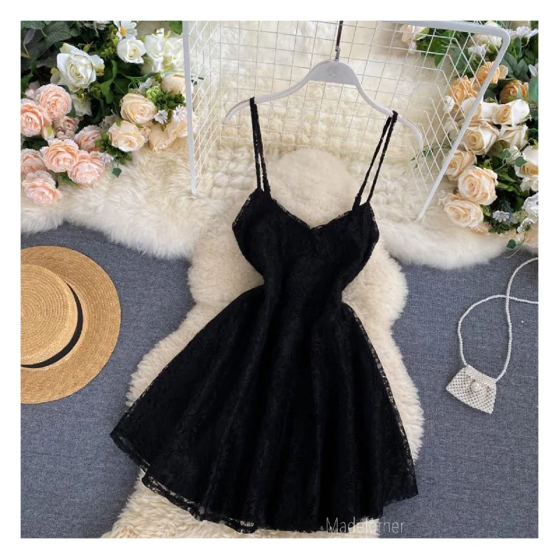 Black Short Homecoming Dress A Line Mini Dress     cg22949 Trendy Camisole Mini Dress
