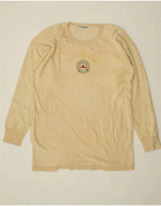 SONIA RYKIEL Womens Graphic Sweatshirt Jumper Dress UK 14 Medium Beige Hoodie with Toggle Buttons Decorative Unique SONIA RYKIEL Womens Graphic Sweatshirt Jumper Dress UK 14 Medium Beige Hoodie with Toggle Buttons Decorative Unique