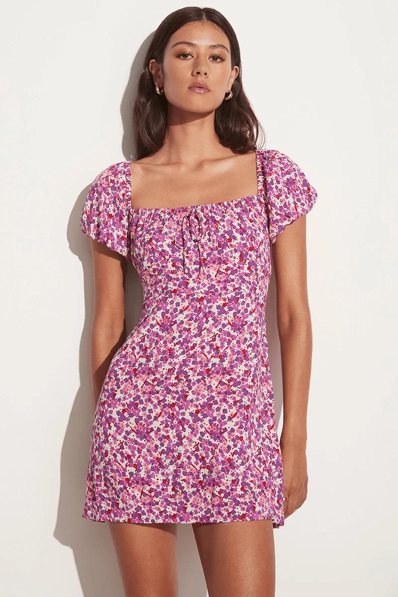 Lovita Mini Dress Lou Floral Print - Violet Classic Black Mini Dress