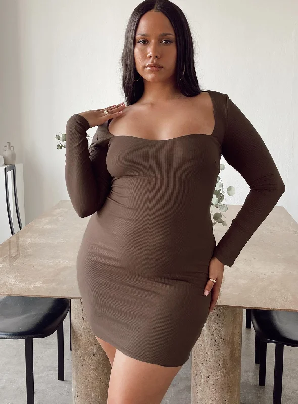 Nolan Mini Dress Brown Curve Tunics Recommended stylist