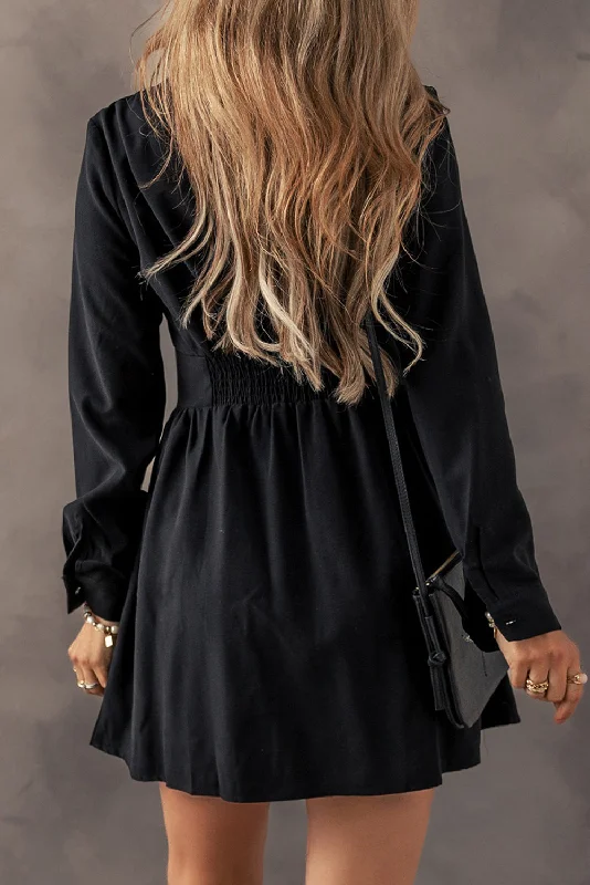 Black Mini Dress for Everyday Wear Fashionable Lace Mini Dress