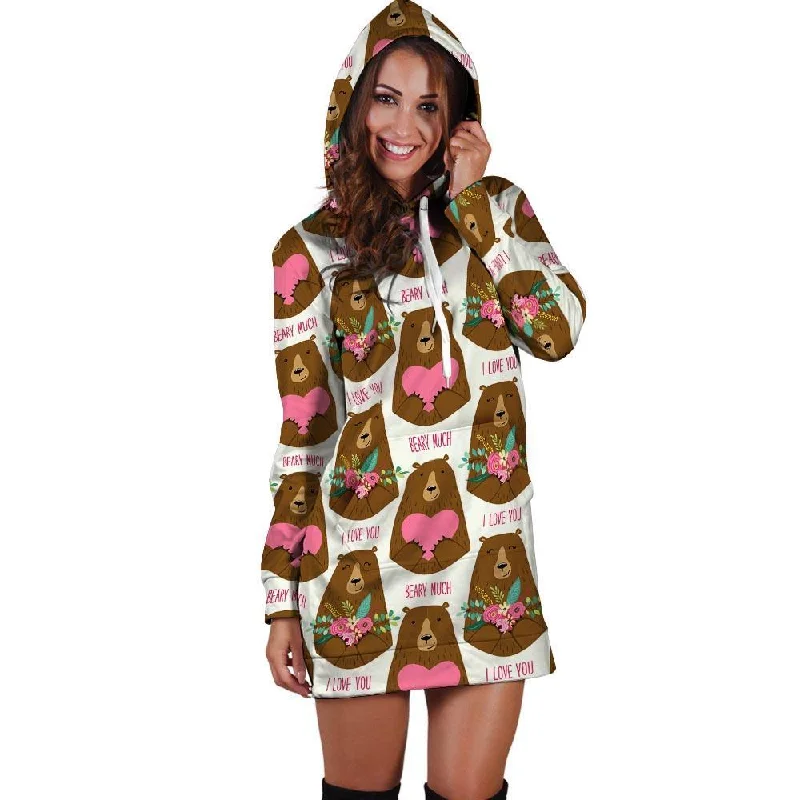 Brown Mama Bear Hoodie Dress Hoodie with Pocket Utility Practical