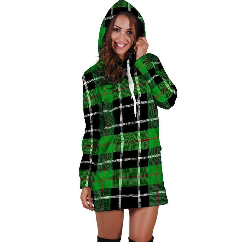 Christmas Tartan Green Plaid Scottish Hoodie Dress Hoodie with Toggle Buttons Decorative Unique