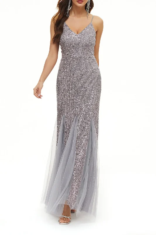 Sexy Formal Solid Patchwork V Neck Evening Dress Dresses Tunics Evening elegant
