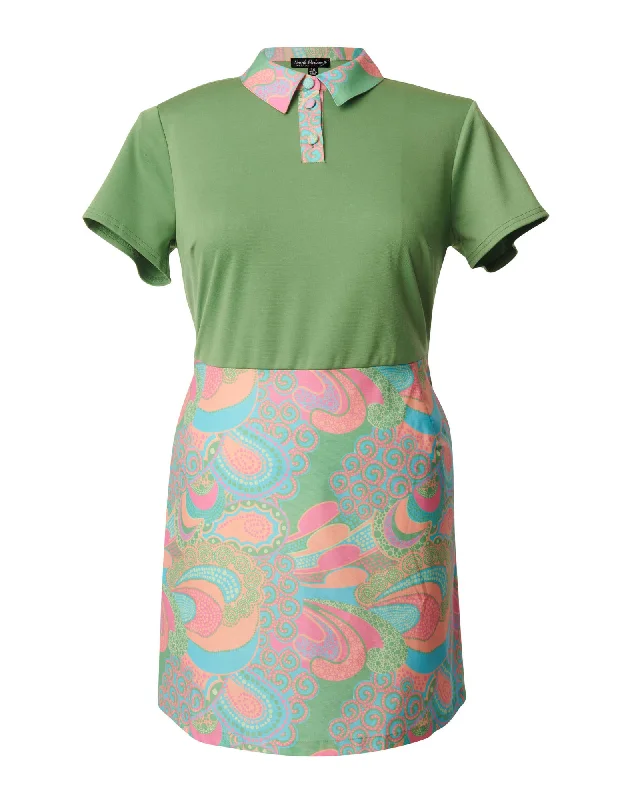 Smak Parlour Green & Pink Paisley Mini Dress | Green & Green/Blue/Pink Paisley Fashionable Lace Mini Dress