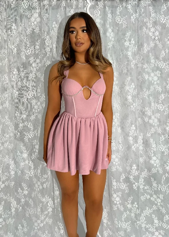Ballerina Era Skater Mini Dress - Blush Pink Comfortable Smocked Mini Dress
