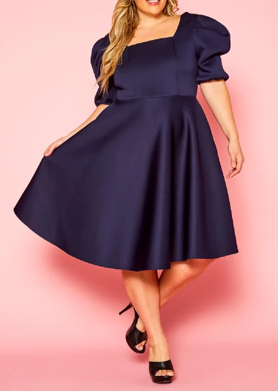 HI Curvy Plus Size Women Golden Flare Midi Dress Tunics Hiking breathable