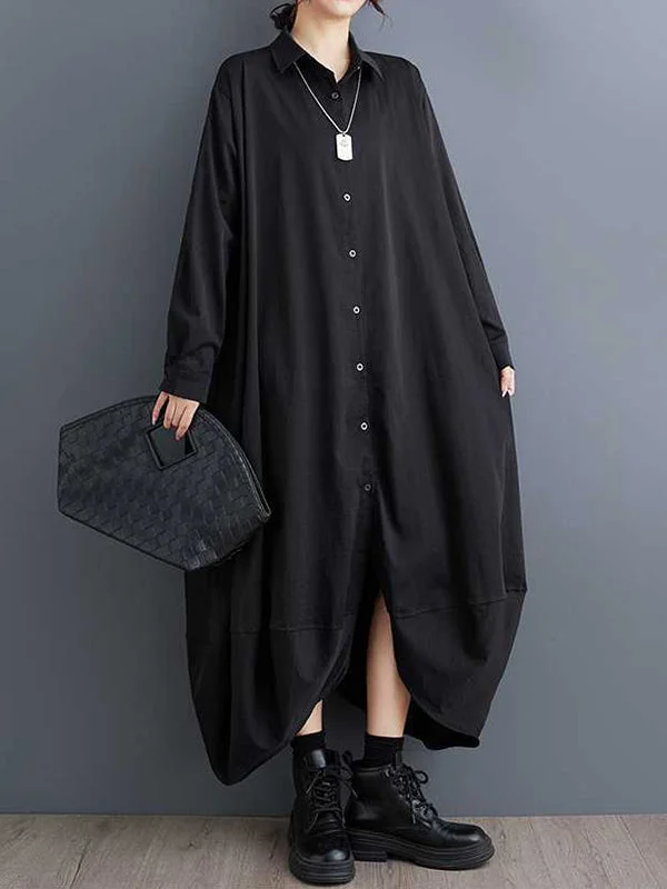 Stylish Black Lapel Buttoned Pockets A-Line Petal Hem Long Sleeve Shirt Dress TW015 Tunics Fall fleece Stylish Black Lapel Buttoned Pockets A-Line Petal Hem Long Sleeve Shirt Dress TW015 Tunics Fall fleece