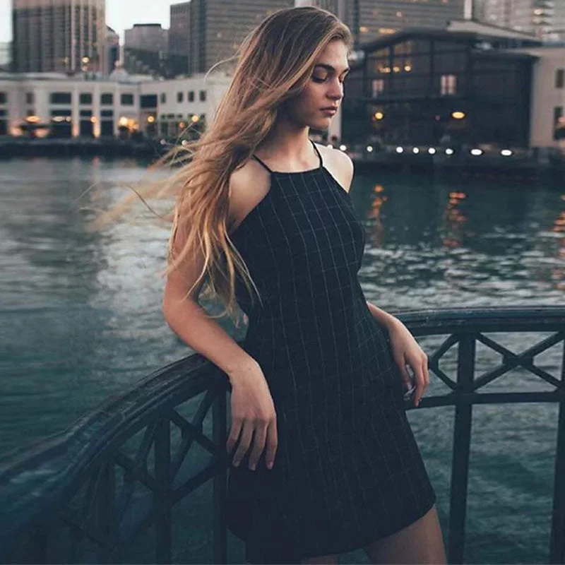 Sexy Off Shoulder Plaid Mini Dresses Women Vintage Sling Loose A-line Dress Summer Ladies Fashion Elegant Simple Dress Vestidos Tunics Sale discount