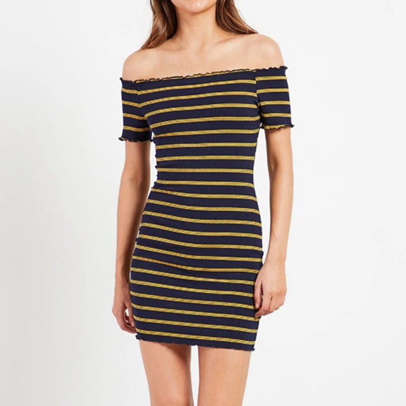 Sexy Striped Off Shoulder Slim Mini Dresses Women Vintage Short Sleeve Bodycon Dress Ladies Fashion Summer Dress Vestidos New Tunics Long Elegant Sexy Striped Off Shoulder Slim Mini Dresses Women Vintage Short Sleeve Bodycon Dress Ladies Fashion Summer Dress Vestidos New Tunics Long Elegant