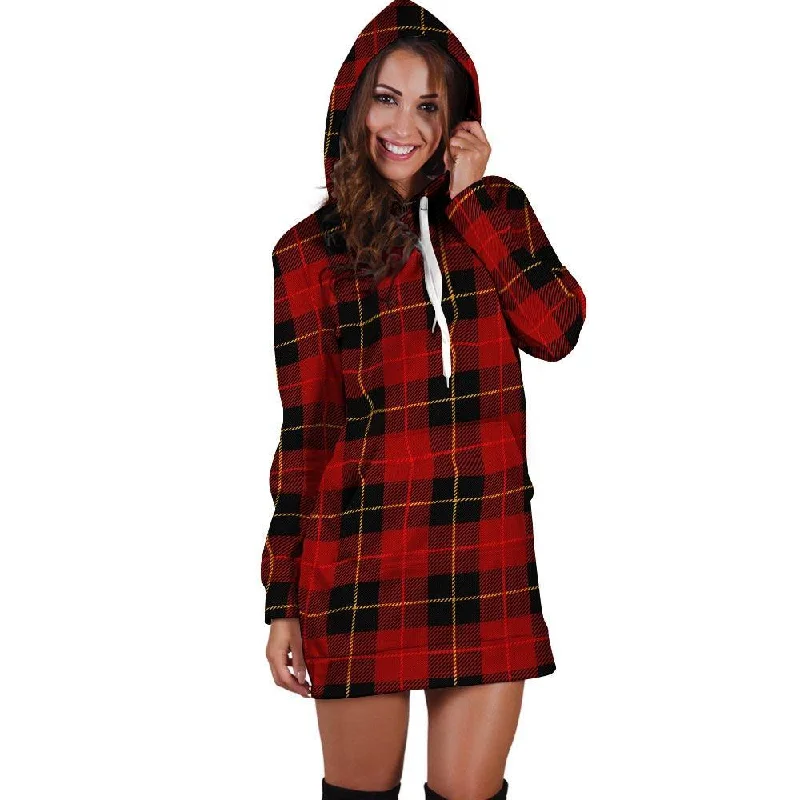 Black And Red Plaid Tartan Hoodie Dress Hoodie with Logo Branding Identity