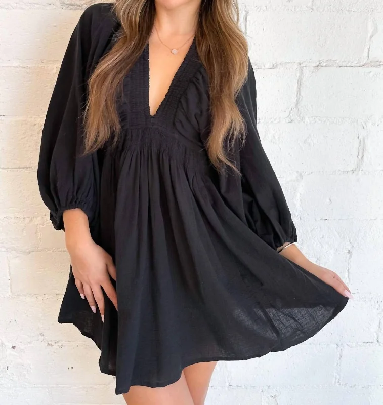For The Moment Mini Dress In Black Tunics Spring floral
