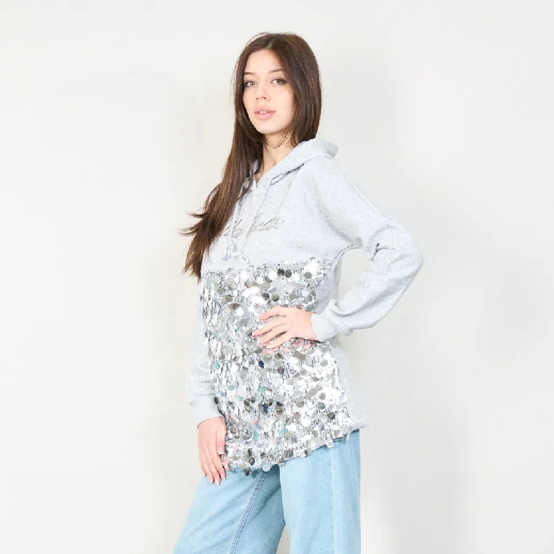 Stylish hoodie dress with sequin details wholesale Hoodie with Ribbed Neckline Snug Warm Stylish hoodie dress with sequin details wholesale Hoodie with Ribbed Neckline Snug Warm