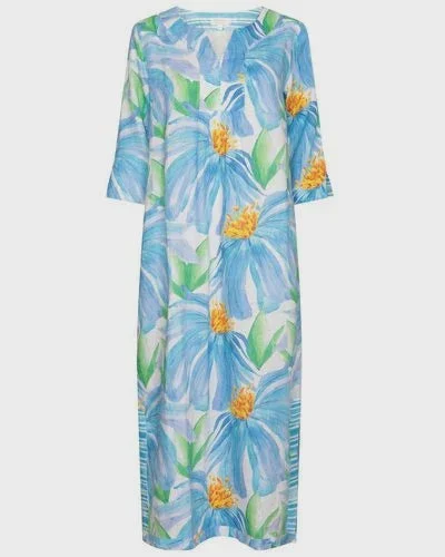 NOLOGO Denim flower pint linen maxi dress Casual Short Summer
