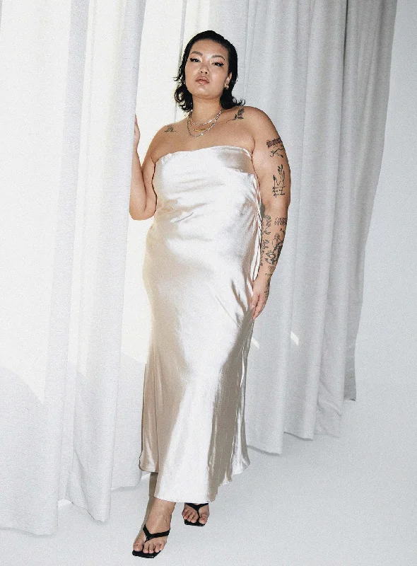 Haley Maxi Dress Champagne Curve Tunics Trendy modern