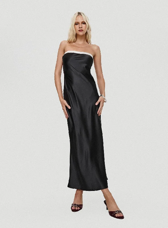 Phillipa Strapless Maxi Dress Black Tunics Winter warm