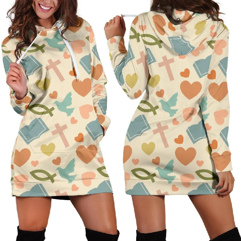 Christian Bible Pattern Print Women Hoodie Dress Hoodie with High-Low Hem Asymmetrical Trendy Christian Bible Pattern Print Women Hoodie Dress Hoodie with High-Low Hem Asymmetrical Trendy