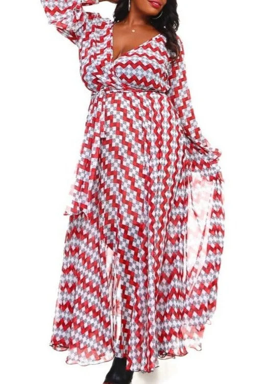 Hi Curvy Plus Size Women Multi Print Wrap Maxi Dress Tunics Trendy modern