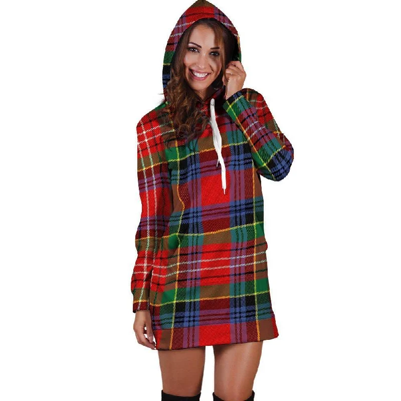 Caledonia Red Plaid Tartan Hoodie Dress Hoodie Sweatshirt Pullover