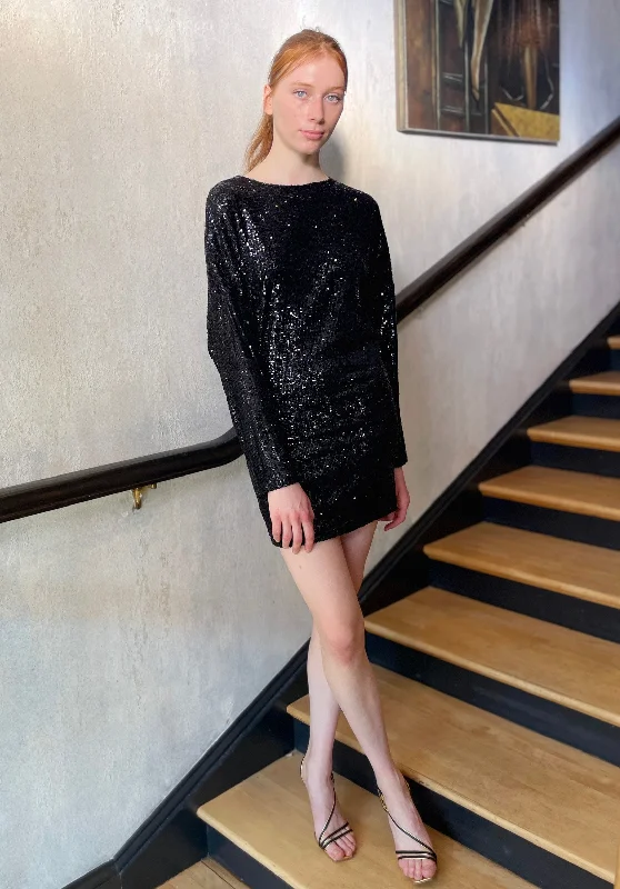 Salome Mini Dress - Black Classic Floral Print Mini Dress