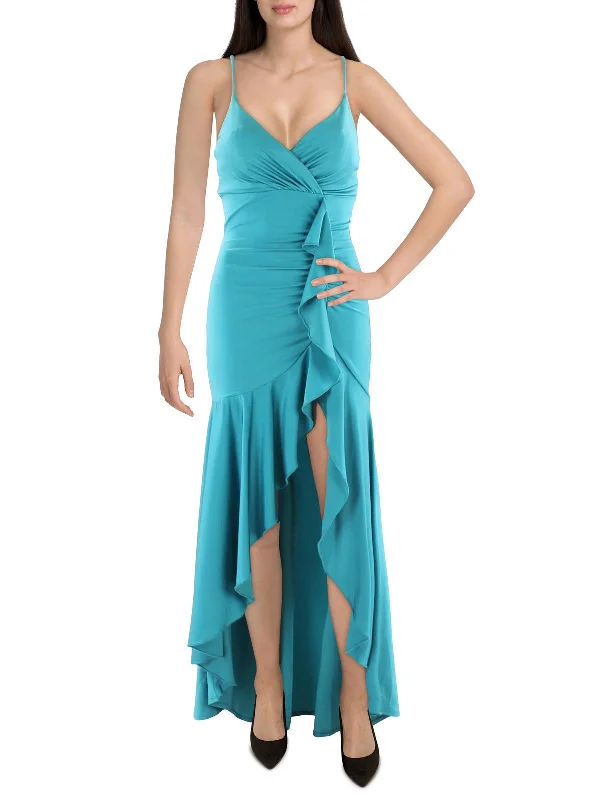 Juniors Womens Ruffled Long Cocktail and Party Dress Tunics Chic fashionable