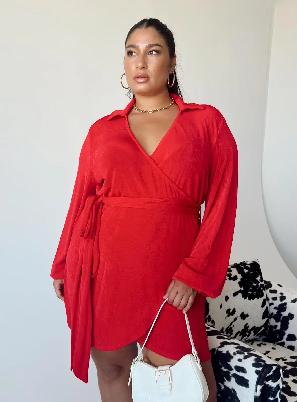 Party Time Mini Dress Red Curve Tunics Office stylish
