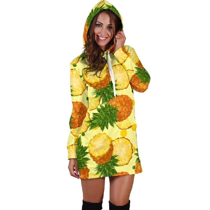 Women Big Cutting Pineapple Hawaiian Hoodie Dress Print Hoodie with Typography Text Message Women Big Cutting Pineapple Hawaiian Hoodie Dress Print Hoodie with Typography Text Message