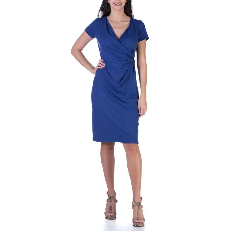 Womens Surplice Calf Midi Dress Tunics Sophisticated sleek