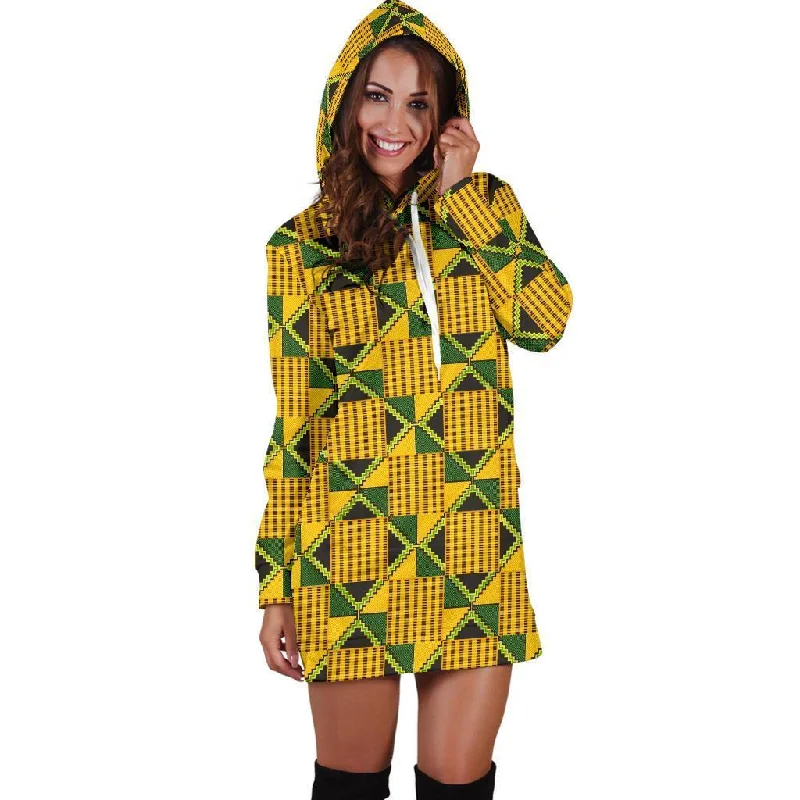 African Kente Print Pattern Women Hoodie Dress Zip Hoodie Drawstring Kangaroo Pocket African Kente Print Pattern Women Hoodie Dress Zip Hoodie Drawstring Kangaroo Pocket