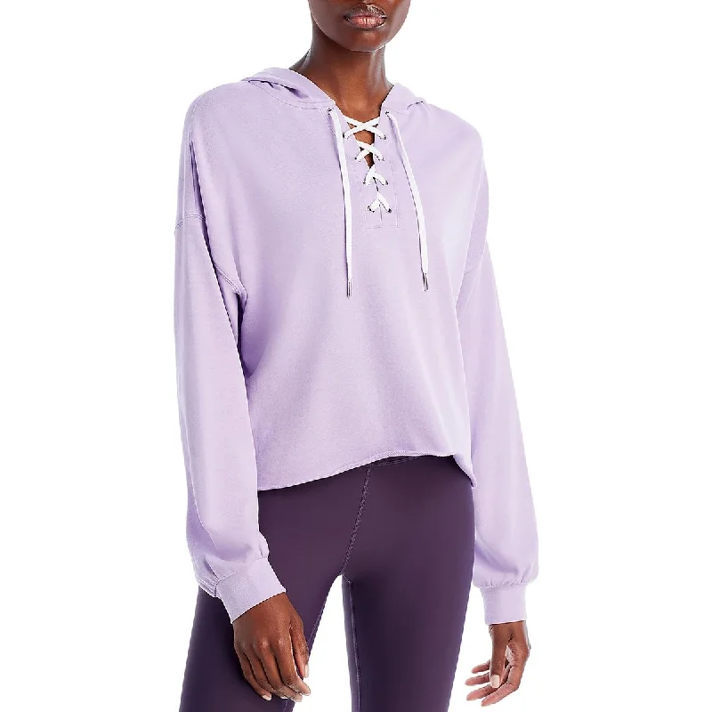 Aqua Womens Solid Cotton Hooded Sweatshirt Hoodie with Cropped Fit Short Trendy